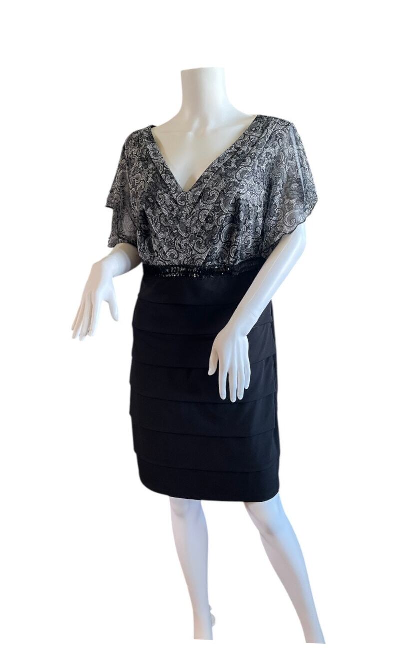 Enfocus Woman Black White Short Sleeve Plus Size 16W Dress